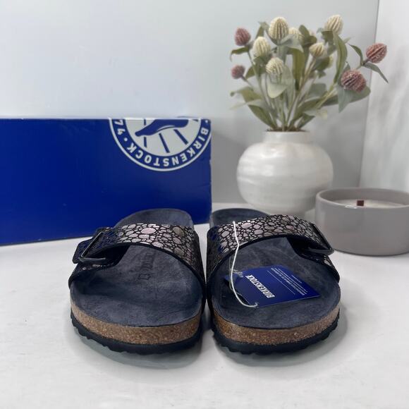 Birkenstock Madrid BS Birko Flur Sandal Metallic Stone Black Men 10/EU 43 NWB - Picture 4 of 9